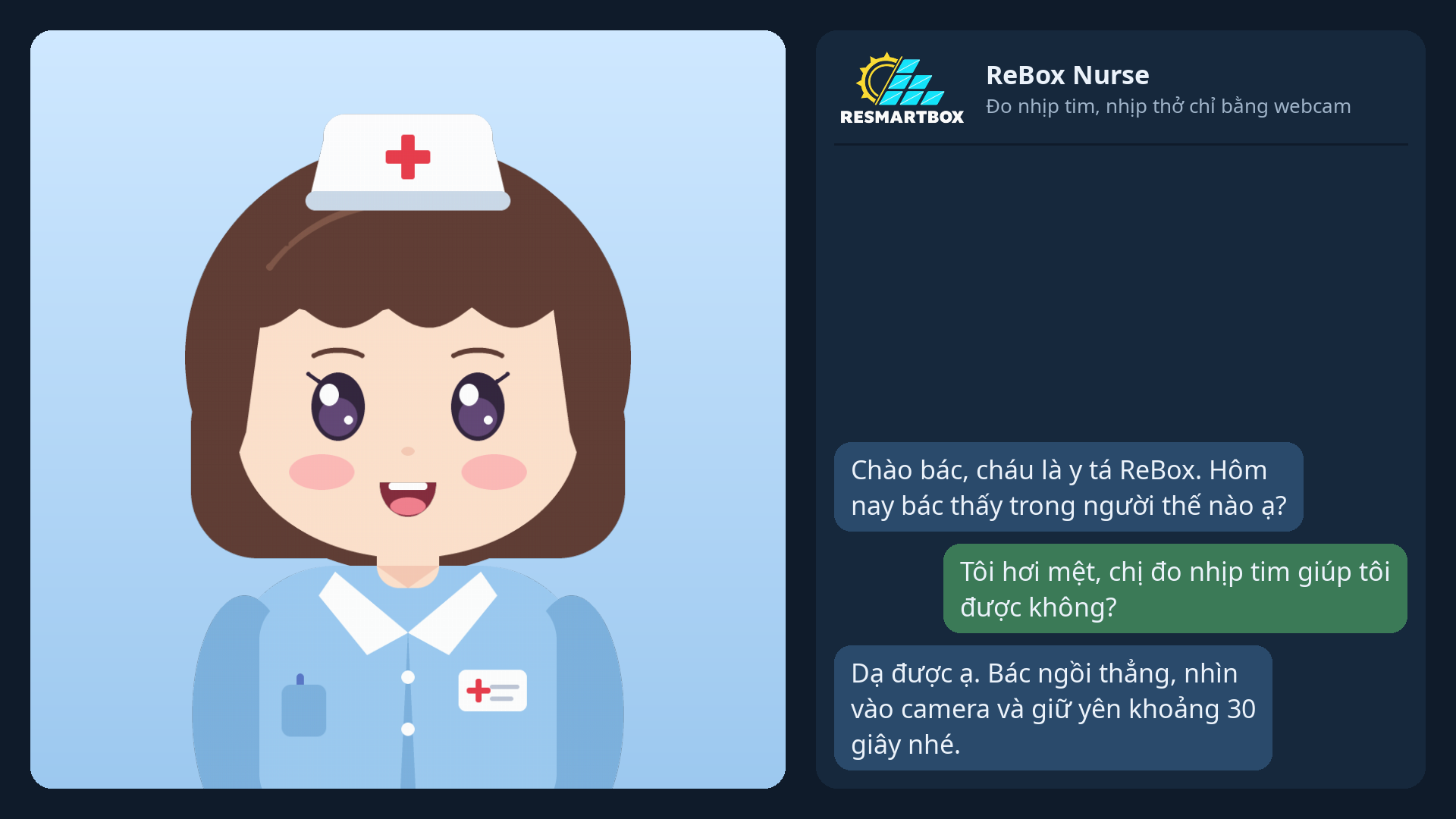Giao diện ReBox Nurse trò chuyện cùng người dùng